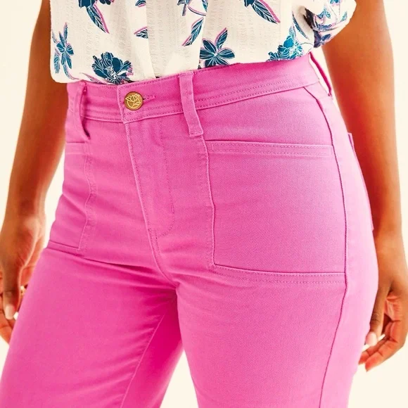 Women's Draper James Slash Pocket Wide Leg cropped Pants Orchid Size 4 NWT - Picture 5 of 10